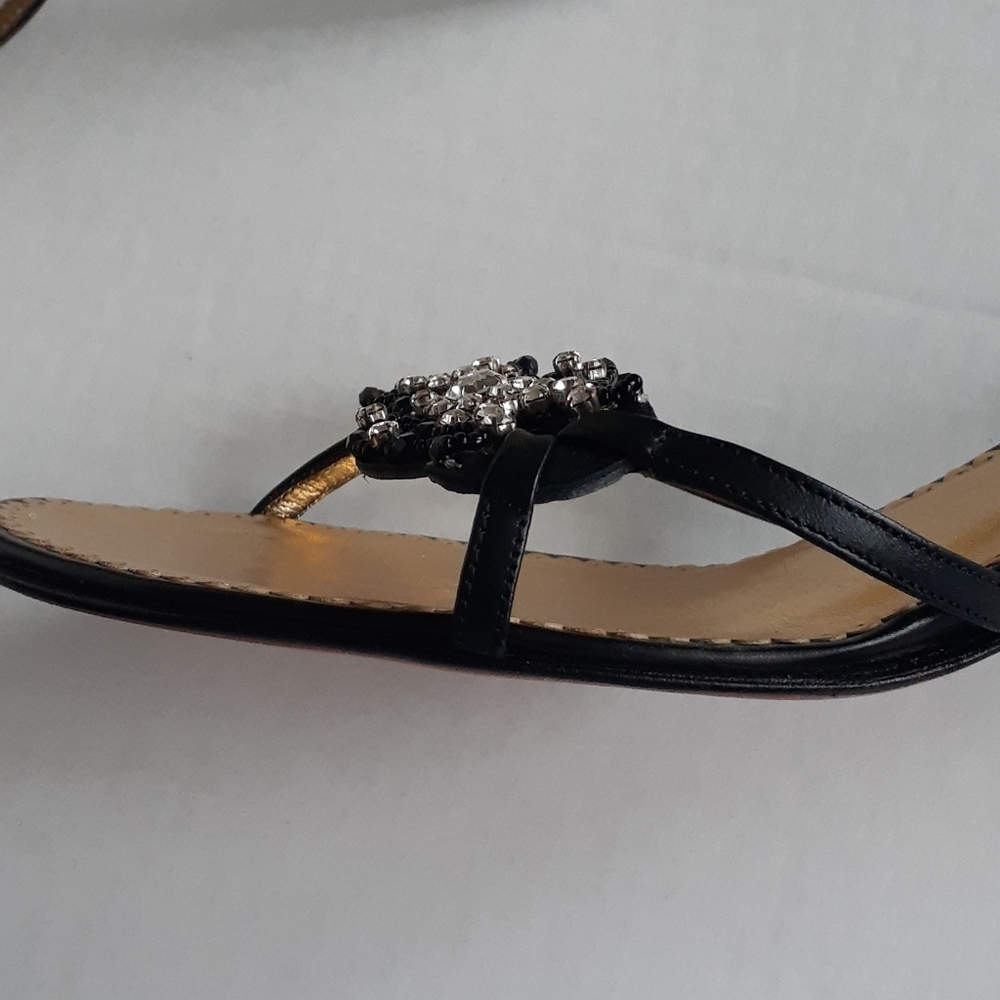 Lily Holt Black Jewelled 2 inch Heel Slides - Picture 5 of 7
